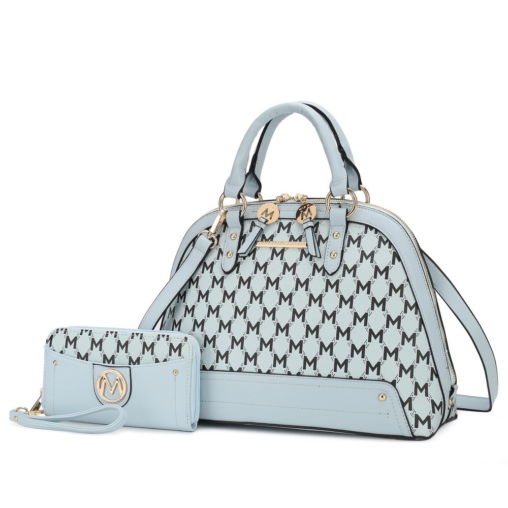 Mkf Set Crossbody Satchel Bag & Wristlet Wallet Purse Pu :]